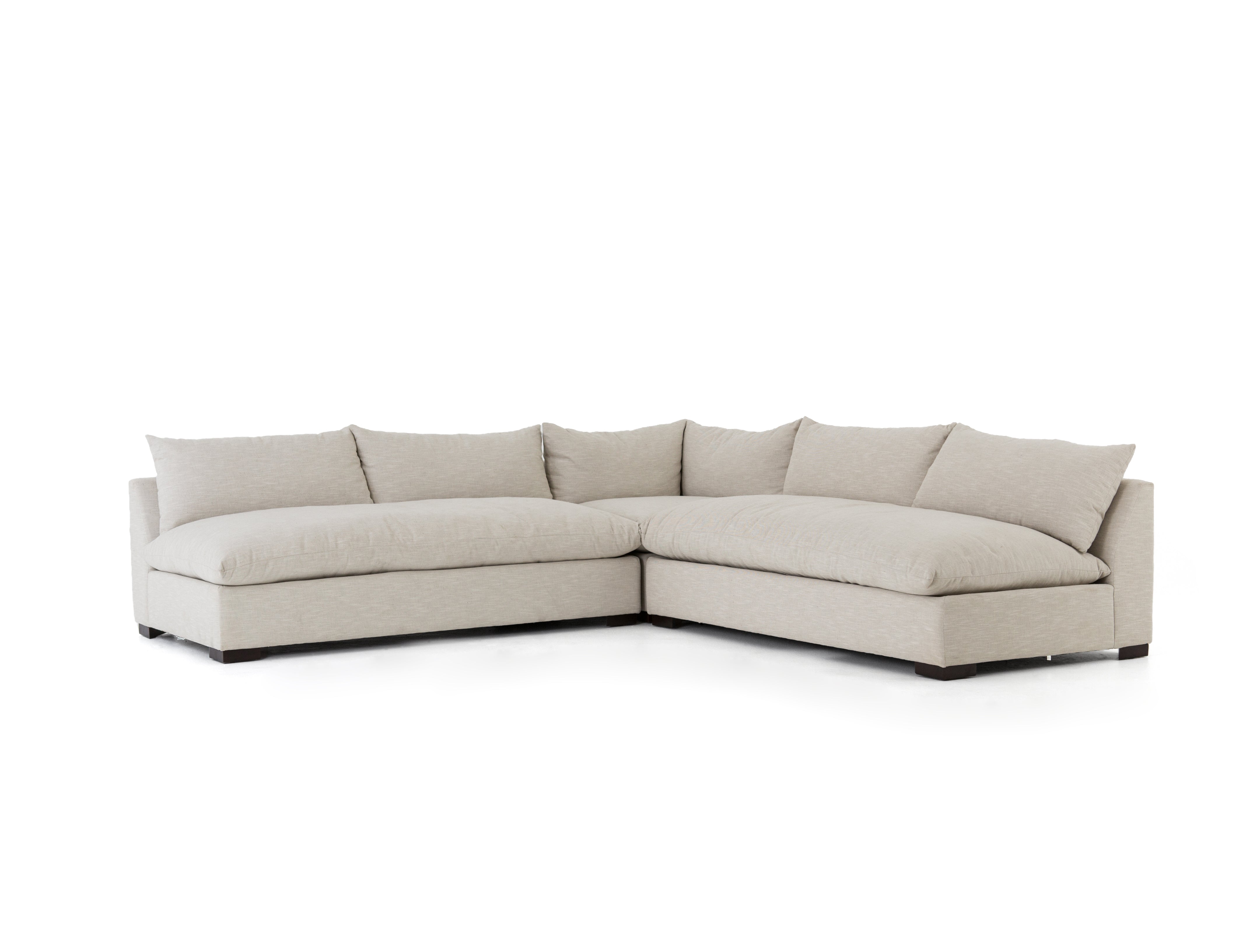 Ghent 112" Bench Seat Sectional - Crypton Oatmeal - Classic Carolina Home
