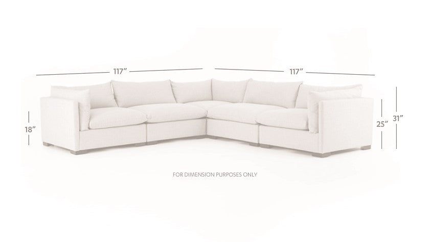 Blakeney 117" 5 Cushion Sectional - Sand Mist - Classic Carolina Home