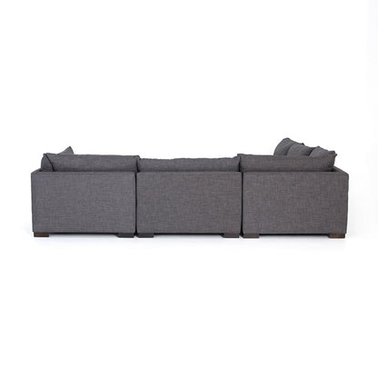 Blakeney 117" 5 Cushion Sectional w/Ottoman - Charcoal - Classic Carolina Home