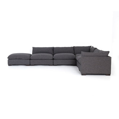 Blakeney 117" 5 Cushion Sectional w/Ottoman - Charcoal - Classic Carolina Home