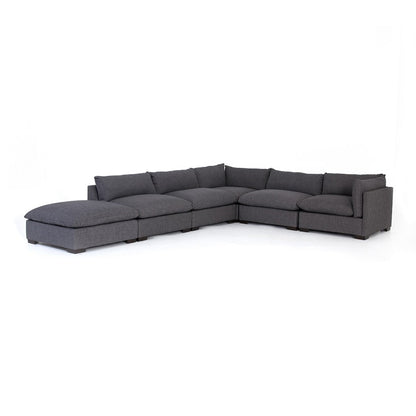 Blakeney 117" 5 Cushion Sectional w/Ottoman - Charcoal - Classic Carolina Home