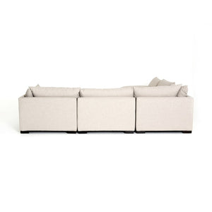 Blakeney 117" 5 Cushion Sectional w/Ottoman - Sand Mist - Classic Carolina Home