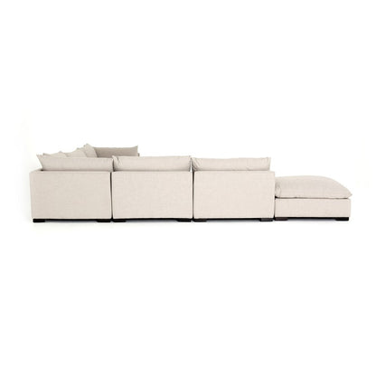 Blakeney 117" 5 Cushion Sectional w/Ottoman - Sand Mist - Classic Carolina Home