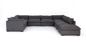 Westwood 156" 6 Cushion Sectional w/Ottoman - Charcoal - Classic Carolina Home