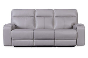 Austin 89" Top Grain Leather Dual Power Motion 3 Cushion Sofa - Putty