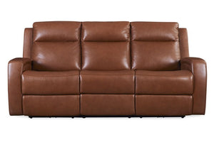 Abilene 84" Top Grain Leather Dual Power Motion 3 Cushion Sofa - Saddle