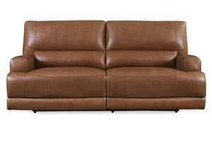 Stanfield 76" Top Grain Leather Dual Power Motion 2 Cushion Loveseat - Coffee