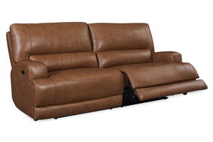 Stanfield 76" Top Grain Leather Dual Power Motion 2 Cushion Loveseat - Coffee