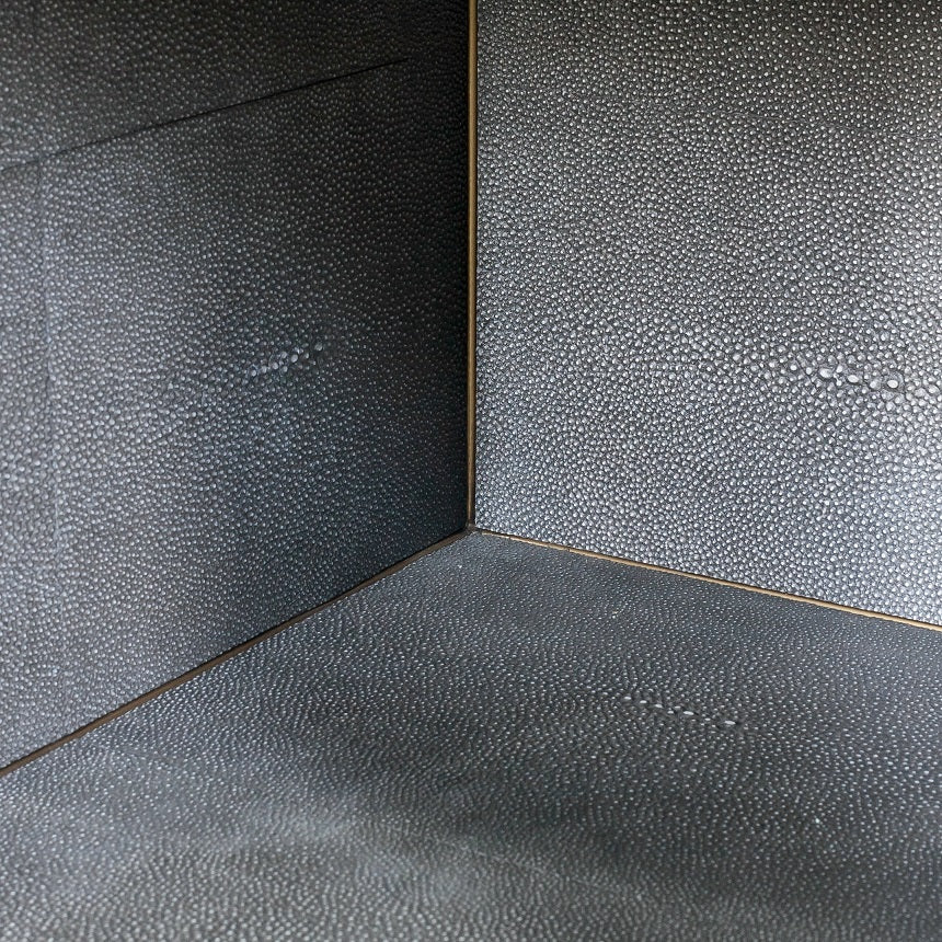 Shana 22" Bedside Table - Shagreen + Antique Brass - Classic Carolina Home