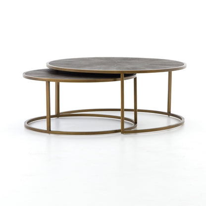 Sherwood 38" Nesting Coffee Table - Antique Brass - Classic Carolina Home