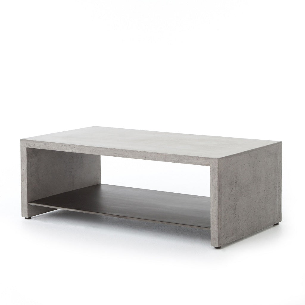 Hugh 46" Concrete + Steel Coffee Table - Dark Grey + Antique Black - Classic Carolina Home