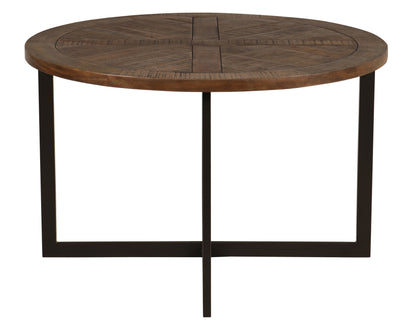 Gerard 48" Parquet Top Dining Table - French Onyx + Iron