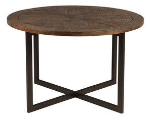 Gerard 48" Parquet Top Dining Table - French Onyx + Iron