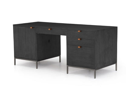 Paul 70" Executive Desk - Black Wash - Classic Carolina Home