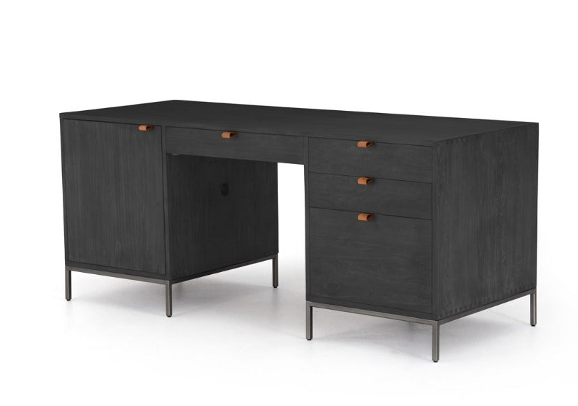 Paul 70" Executive Desk - Black Wash - Classic Carolina Home