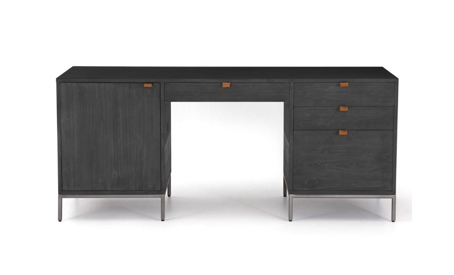 Paul 70" Executive Desk - Black Wash - Classic Carolina Home
