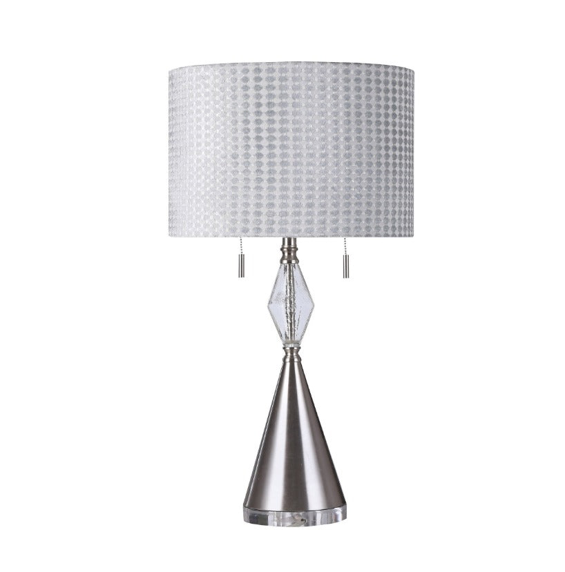 Lennox 32" Table Lamp - Silver + Seeded Glass - Classic Carolina Home