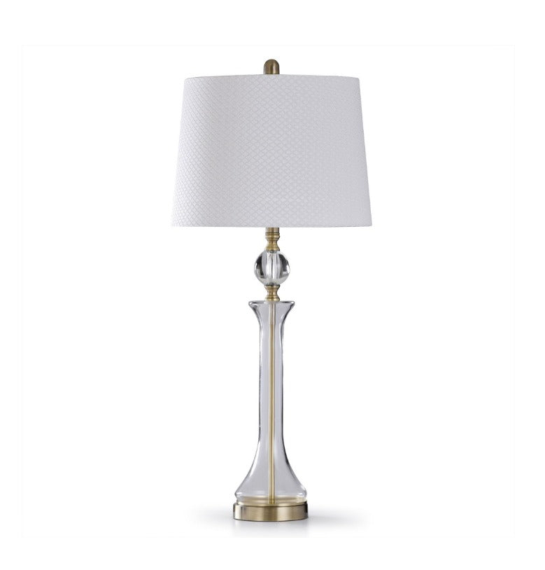 Gwyneth 34" Table Lamp - Glass + Brass - Classic Carolina Home