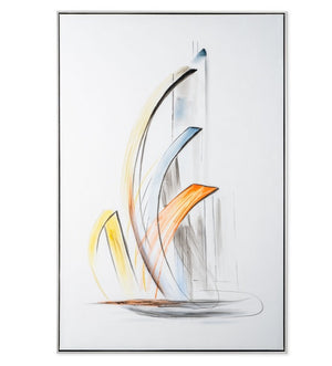 Sweeping Sails I 33" Hand Painted Framed Canvas Art