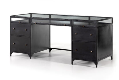 Salerna 70" Shadow Box Executive Desk - Black - Classic Carolina Home