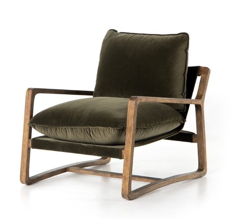 Adam Oak Lounge Chair - Olive + Oak