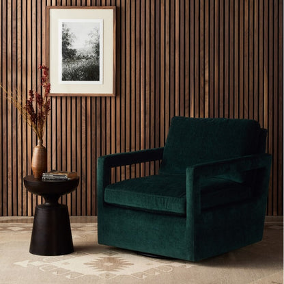Wilder 30" Swivel Chair - Emerald Noir Performance Velvet