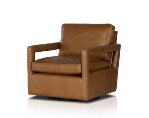 Wilder 30" Top Grain Leather Swivel Chair - Toffee
