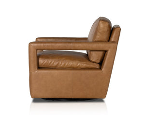 Wilder 30" Top Grain Leather Swivel Chair - Toffee