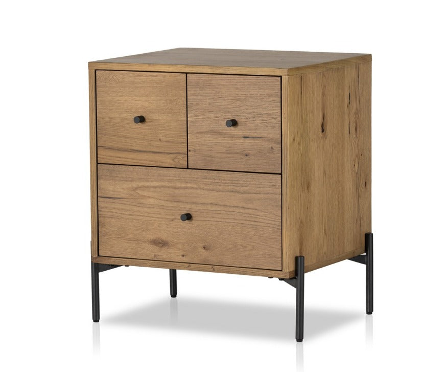 Easton 24" Nightstand - Amber Oak + Dark Gunmetal