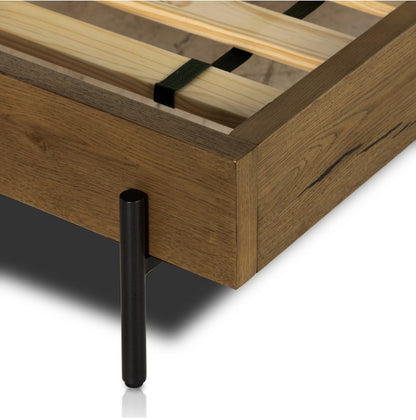 Easton 64" Queen Bed - Amber Oak + Dark Gunmetal