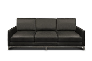 Clarksdale 90" Top Grain Leather 3 Cushion Sofa - Napa Charcoal - Classic Carolina Home