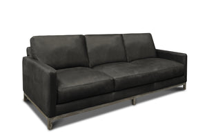 Clarksdale 90" Top Grain Leather 3 Cushion Sofa - Napa Charcoal - Classic Carolina Home