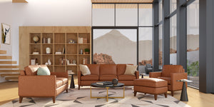 Willis 33" Top Grain Leather Chair - Cognac - Classic Carolina Home