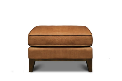 Willis 30" Top Grain Leather Ottoman - Monza Chestnut - Classic Carolina Home