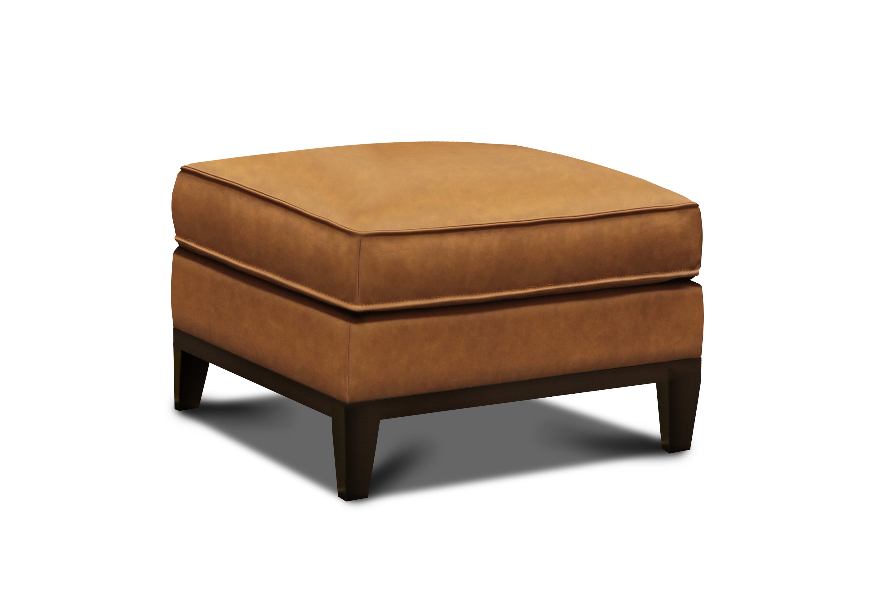 Willis 30" Top Grain Leather Ottoman - Monza Chestnut - Classic Carolina Home