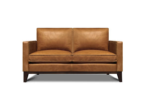 Willis 59" Top Grain Leather 2 Cushion Loveseat - Monza Chestnut - Classic Carolina Home