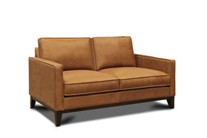 Willis 59" Top Grain Leather 2 Cushion Loveseat - Monza Chestnut - Classic Carolina Home