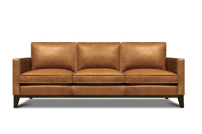 Willis 85" Top Grain Leather 3 Cushion Sofa - Monza Chestnut - Classic Carolina Home