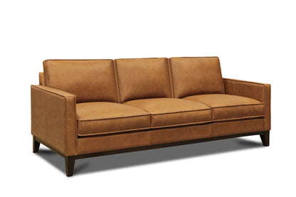 Willis 85" Top Grain Leather 3 Cushion Sofa - Monza Chestnut - Classic Carolina Home