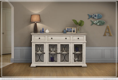 Branson 74" Glass Front Sideboard - Stone - Classic Carolina Home