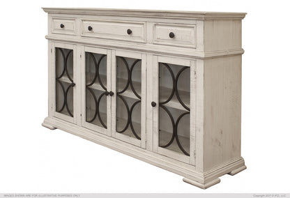 Branson 74" Glass Front Sideboard - Stone - Classic Carolina Home