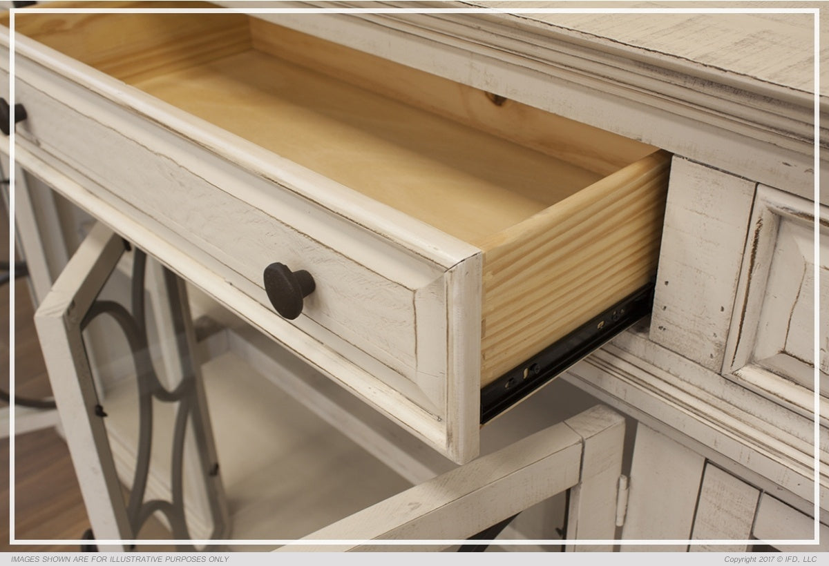 Branson 74" Glass Front Sideboard - Stone - Classic Carolina Home