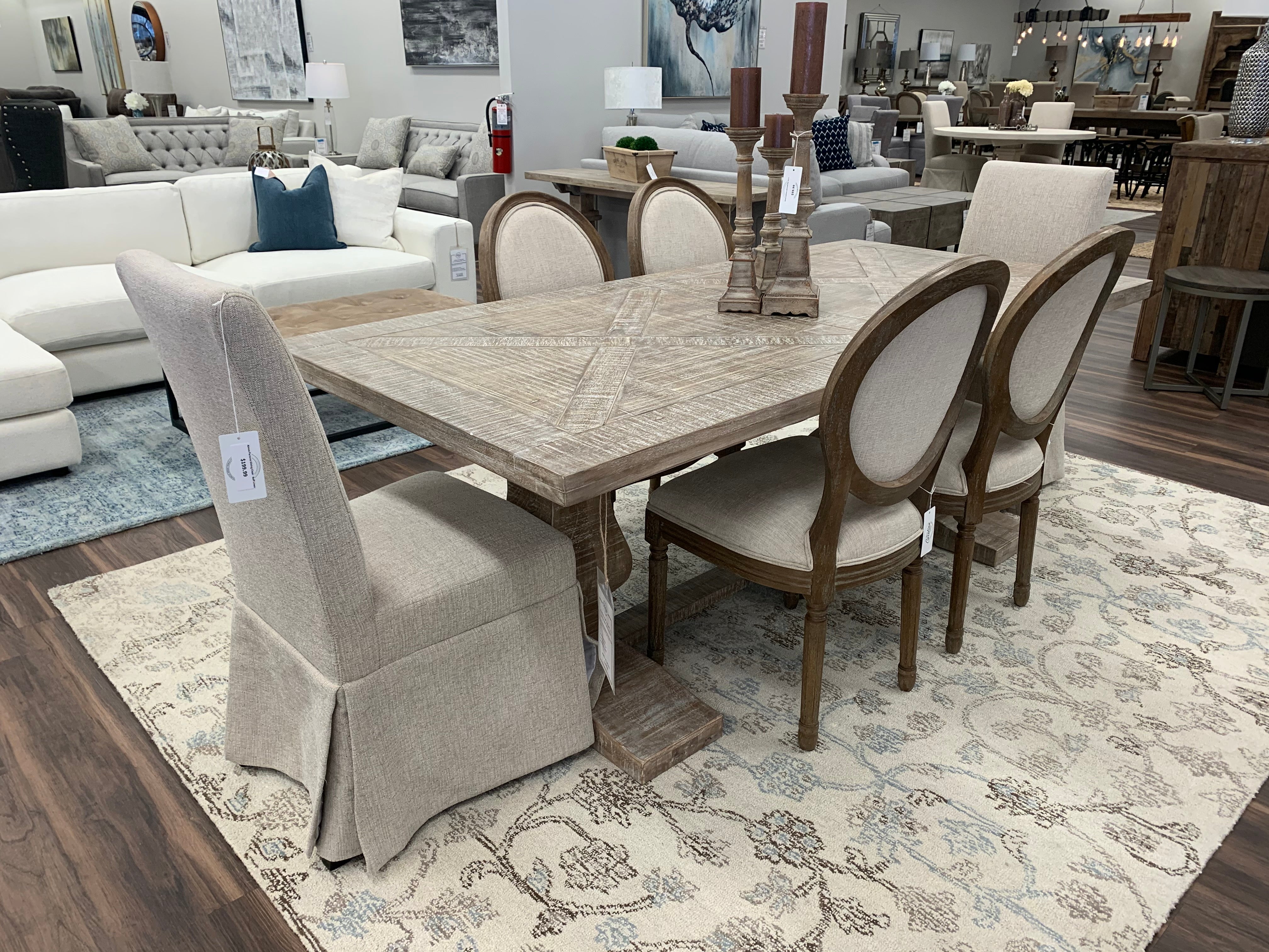 Charleston 84” Dining Table - Natural White Wash - Classic Carolina Home