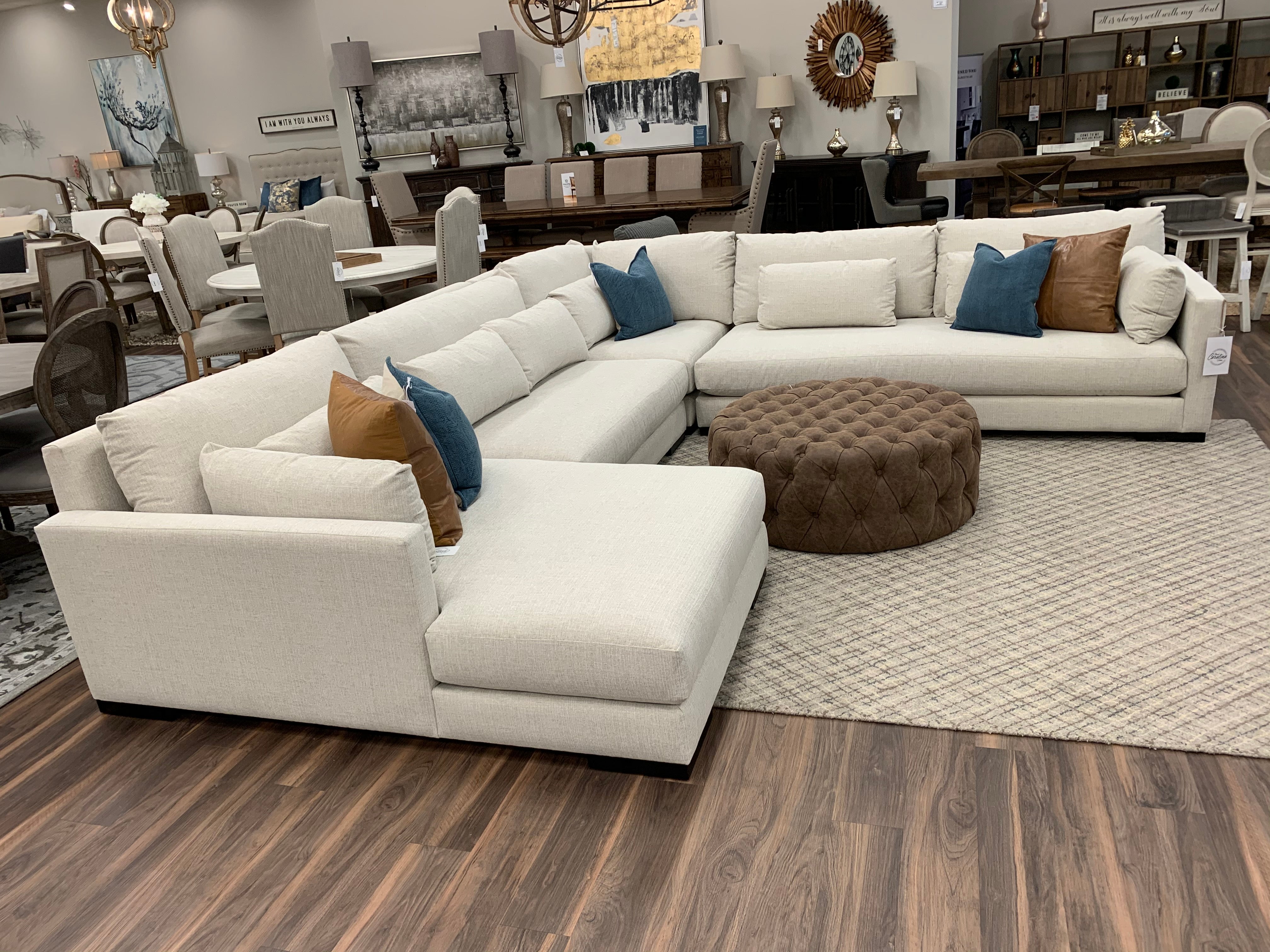 Gloria 144" x 130" Sectional w/Left Arm Facing - Crypton Quicksilver - Classic Carolina Home