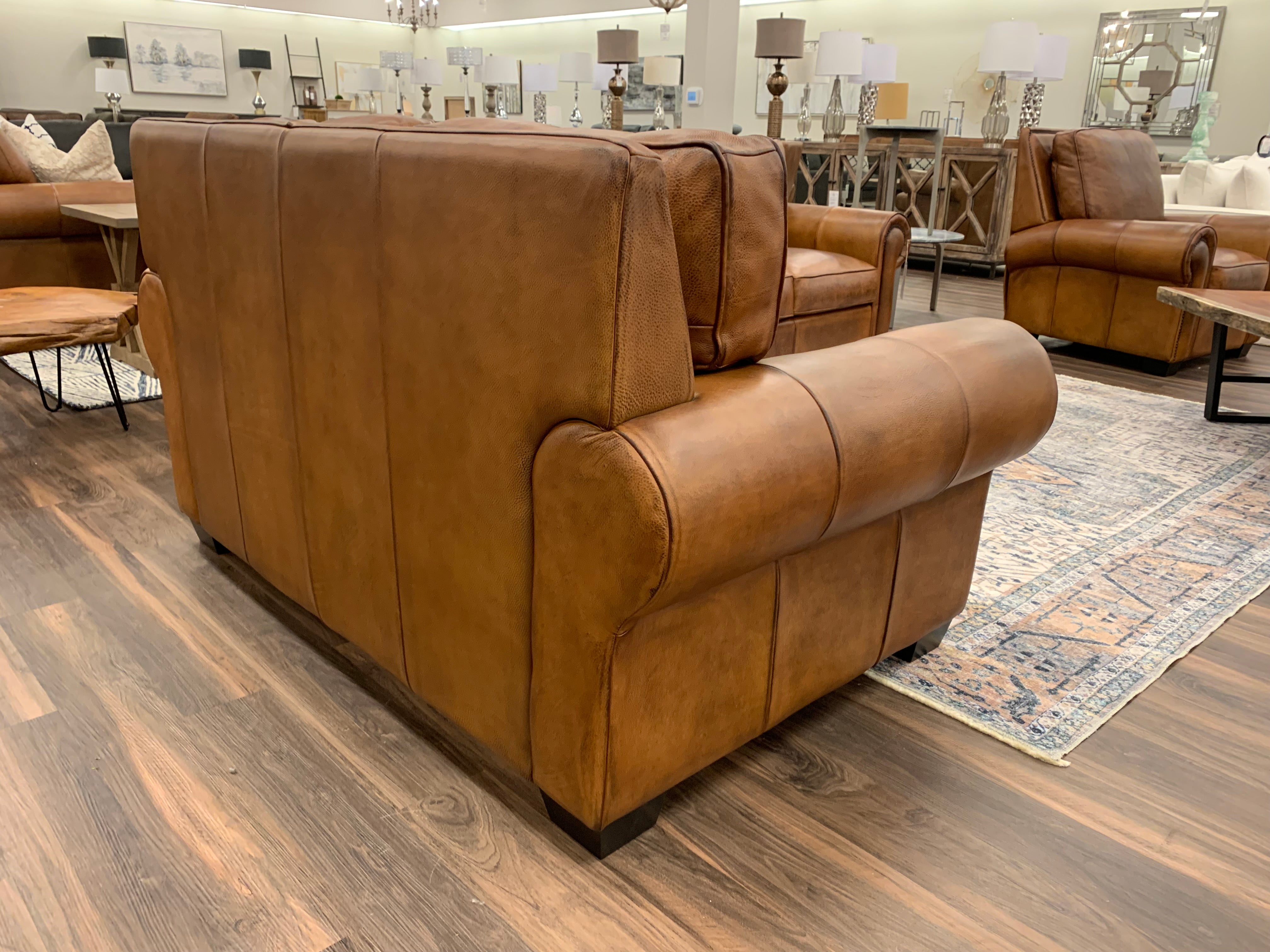 Wallace 68" Top Grain Leather 2 Cushion Loveseat - Diva Mustang - Classic Carolina Home