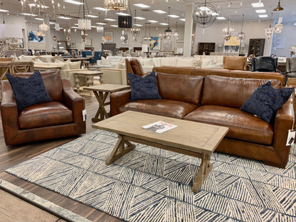 Leonardo 96" Top Grain Leather 2 Cushion Sofa - Daytona Antique