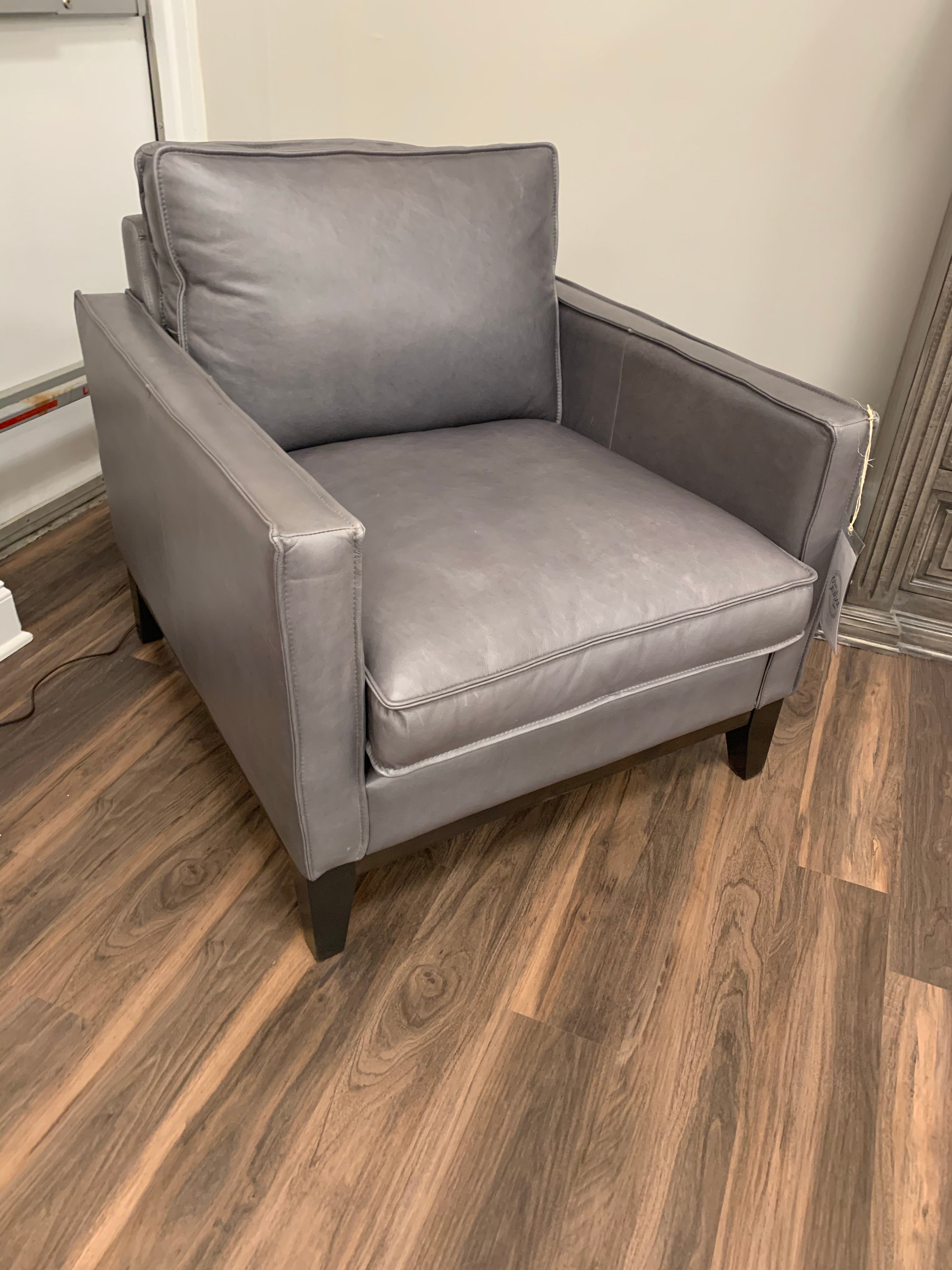 Willis 33" Top Grain Leather Chair - Amadeus Fog - Classic Carolina Home