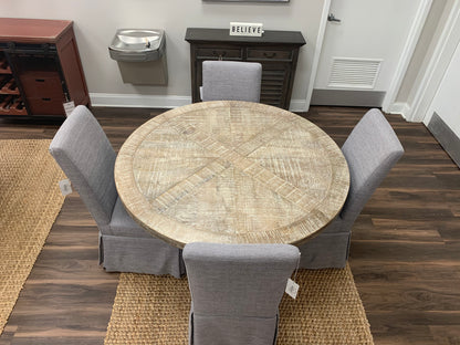 Charleston 53" Round Parquet Dining Table - White Wash - Classic Carolina Home