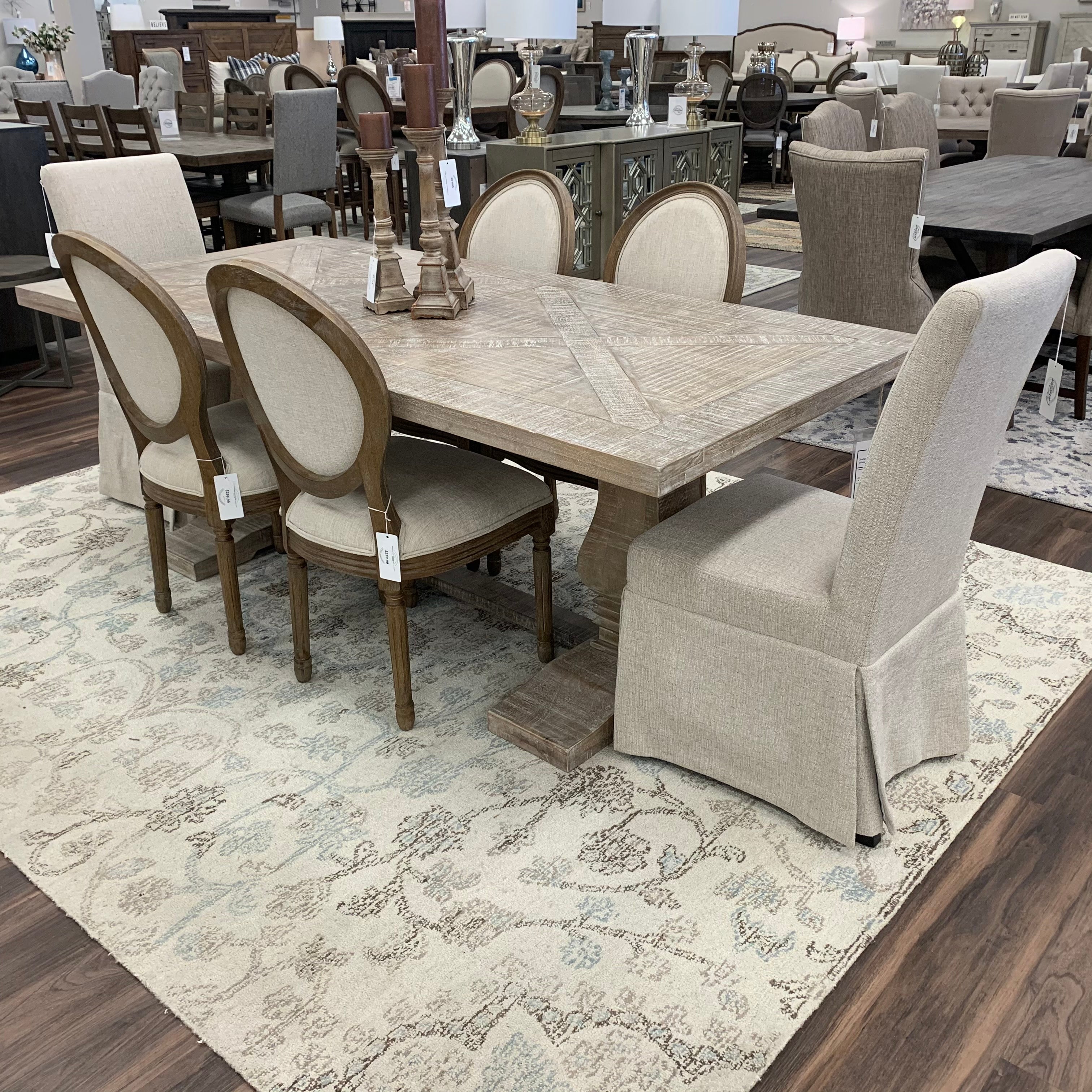Charleston 84” Dining Table - Natural White Wash - Classic Carolina Home