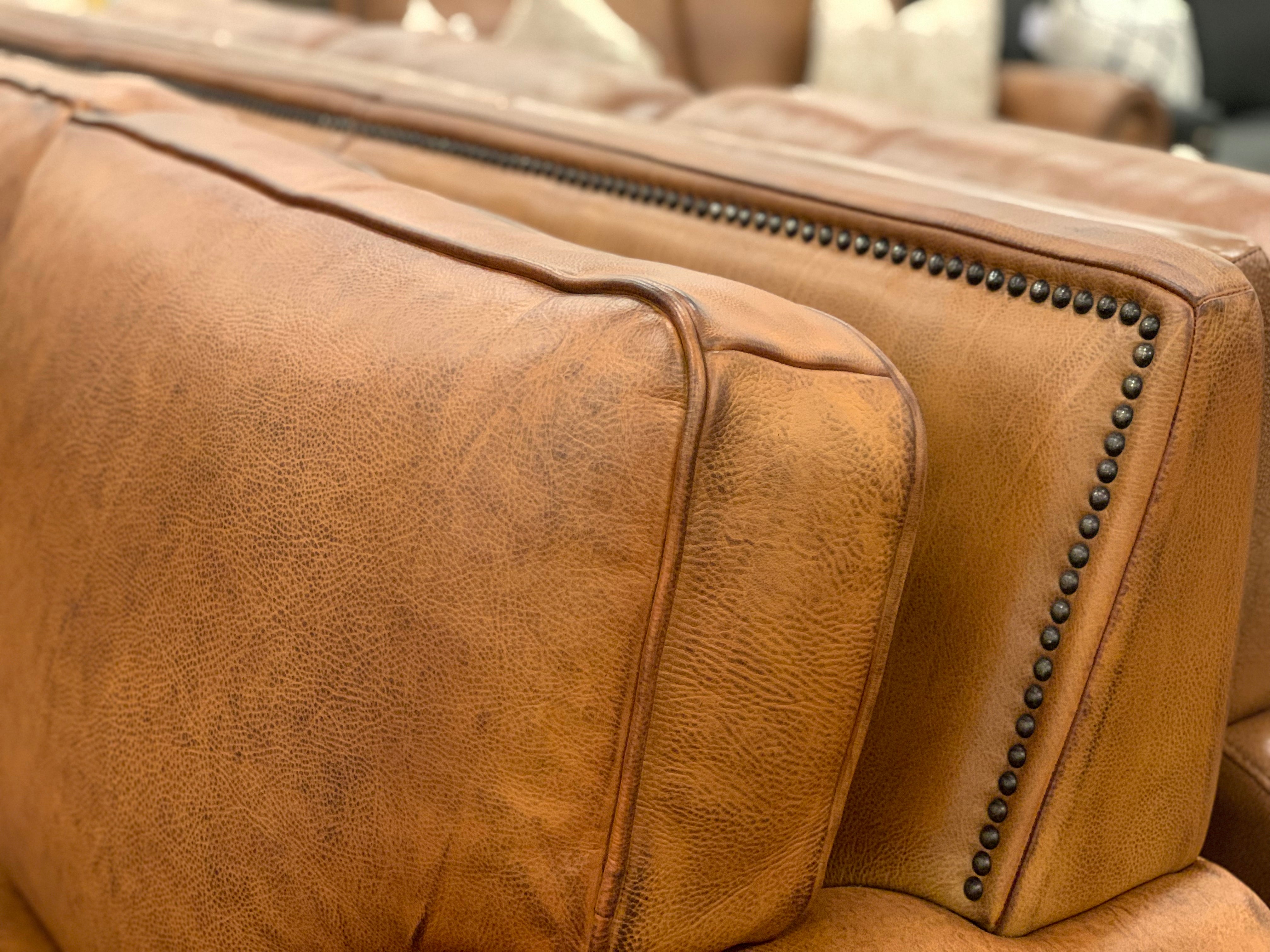 Wallace 68" Top Grain Leather 2 Cushion Loveseat - Diva Mustang - Classic Carolina Home